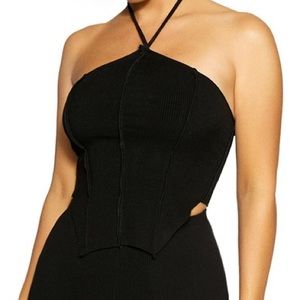 Naked Wardrobe The Halter Snatched Top in Black